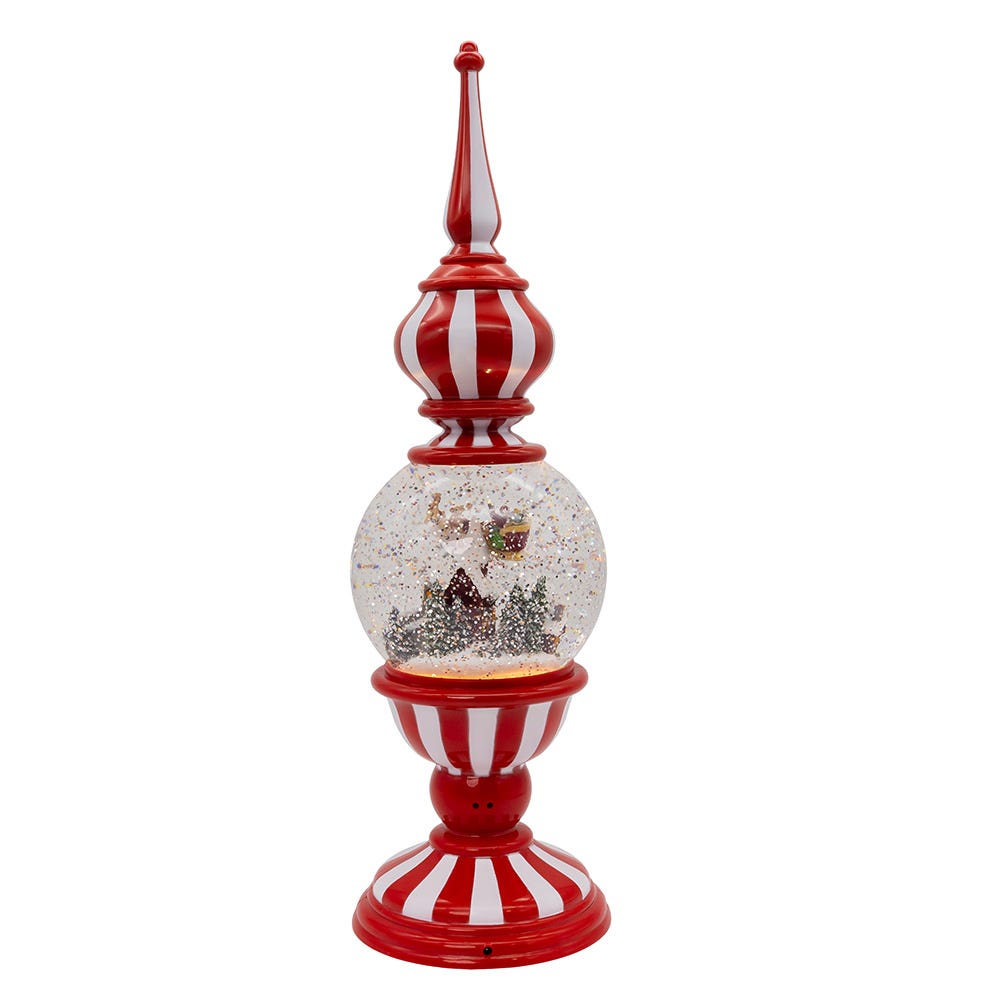 Kurt Adler 16-Inch Battery Operated Lighted Tower with Santa Scene Village